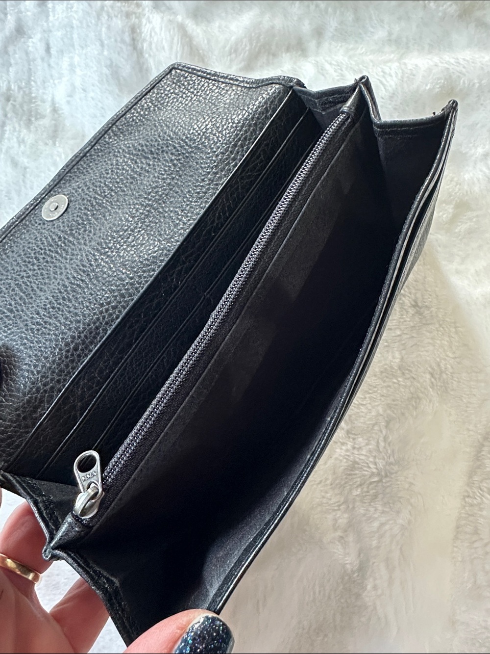 ZINDA Black Leather Women's Wallet Clutch RFID Blocking Compact Minimalist EUC - Picture 10 of 15